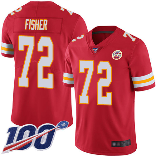 Youth Kansas City Chiefs 72 Fisher Eric Red Team Color Vapor Untouchable Limited Player 100th Season Football Nike NFL Jersey